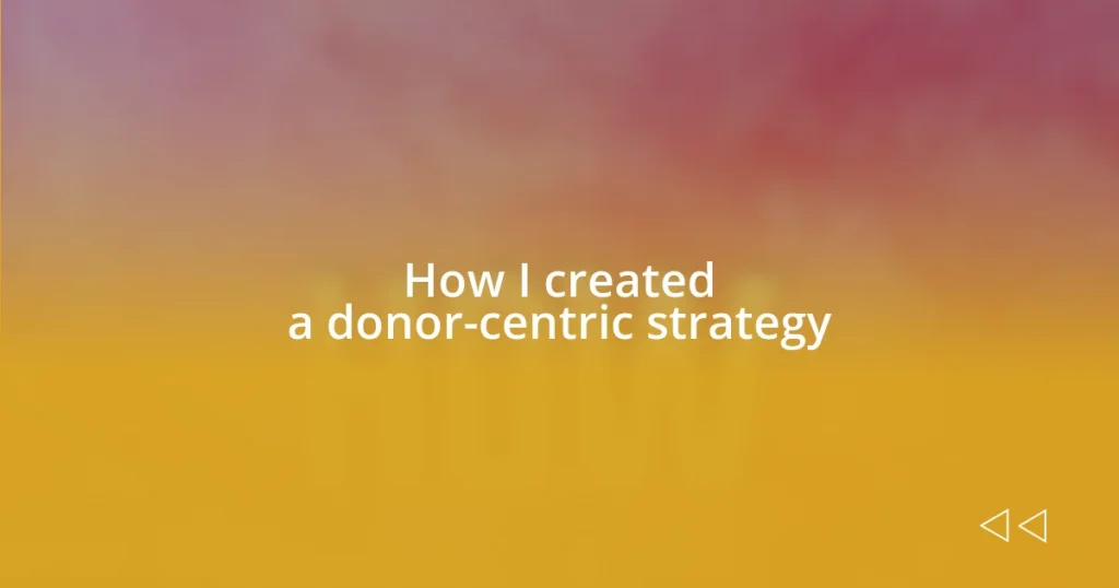 How I created a donor-centric strategy