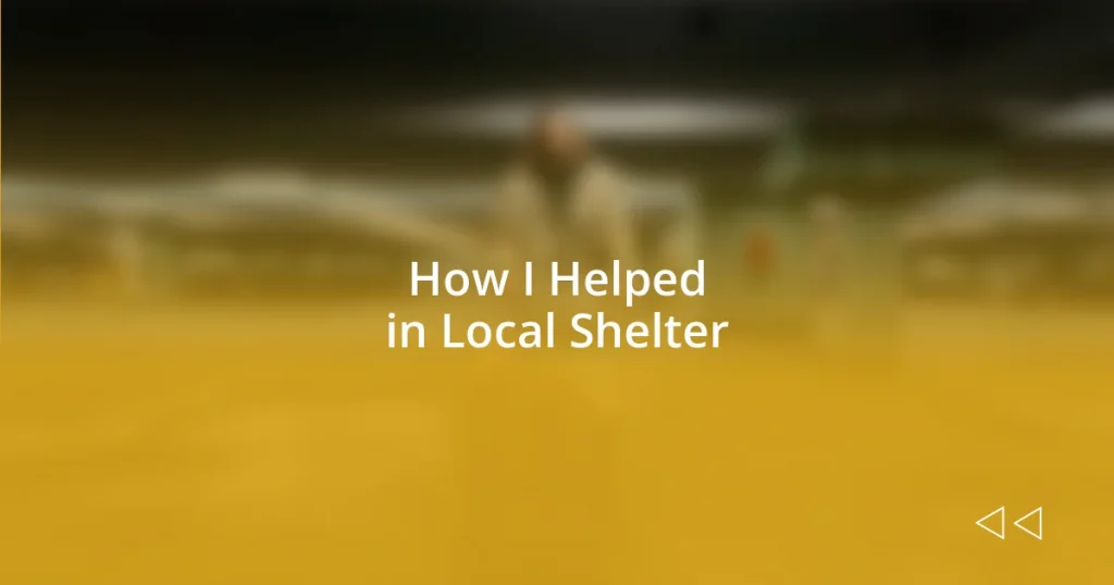 How I Helped in Local Shelter