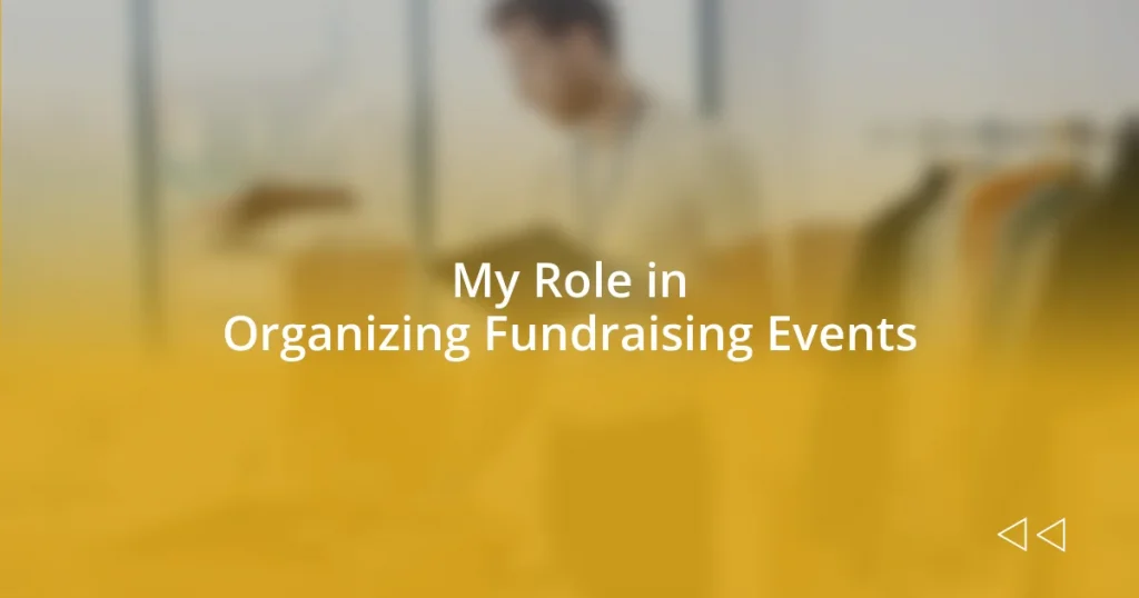 My Role in Organizing Fundraising Events