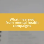 What I learned from mental health campaigns