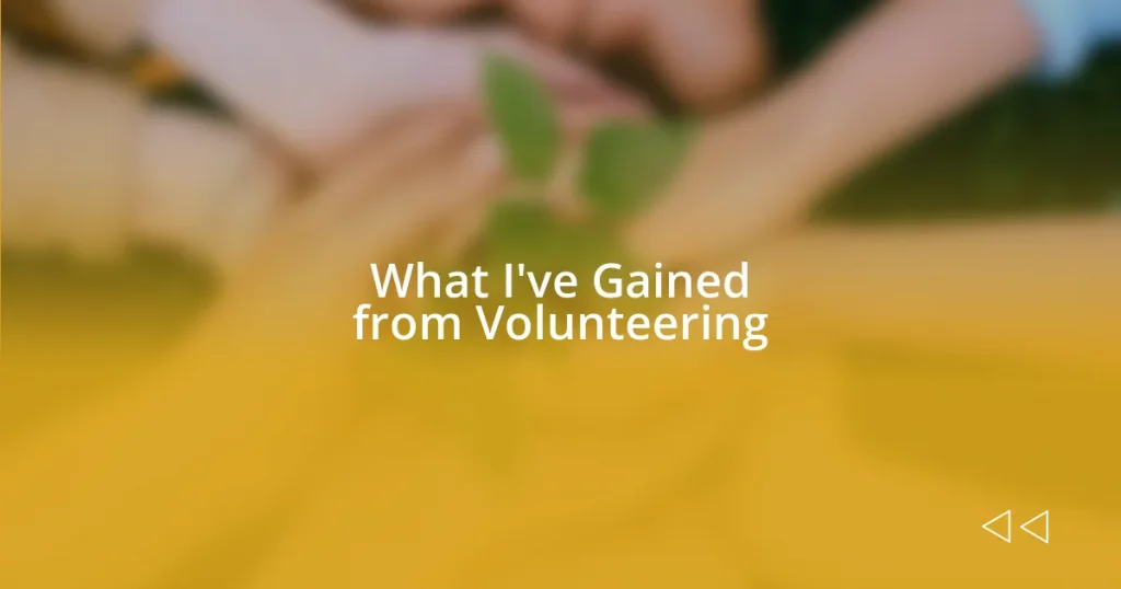 What I’ve Gained from Volunteering