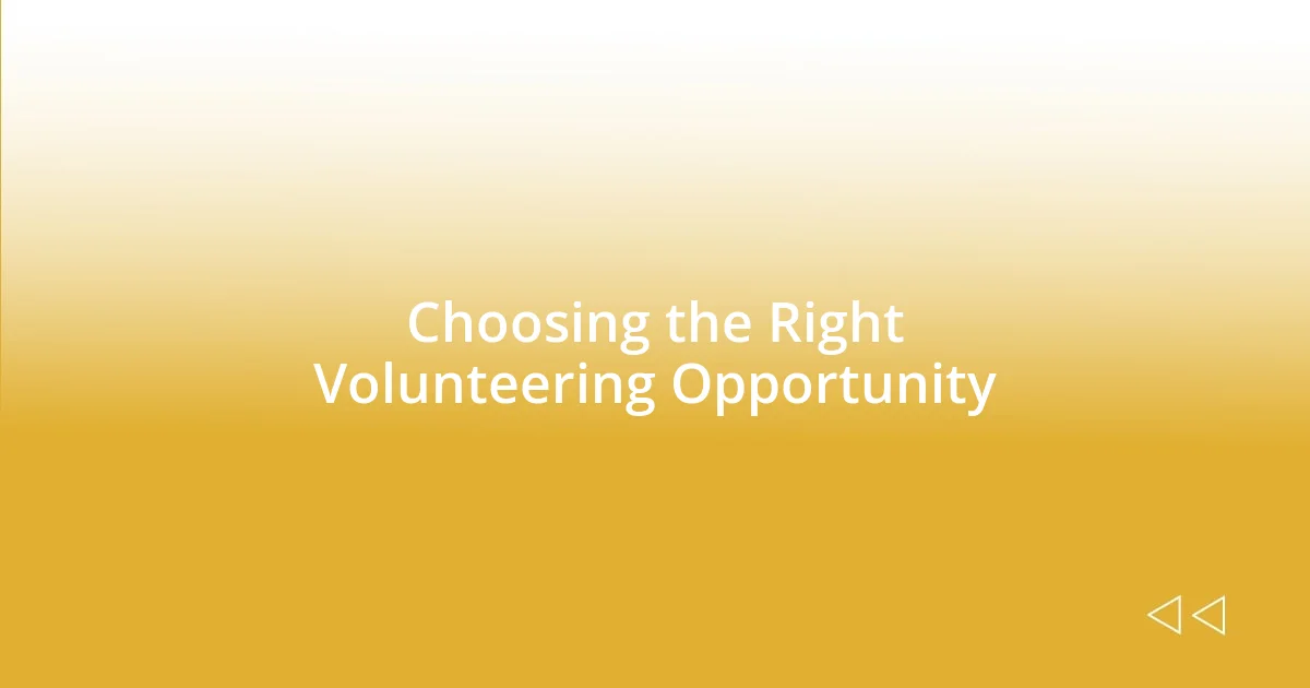 Choosing the Right Volunteering Opportunity