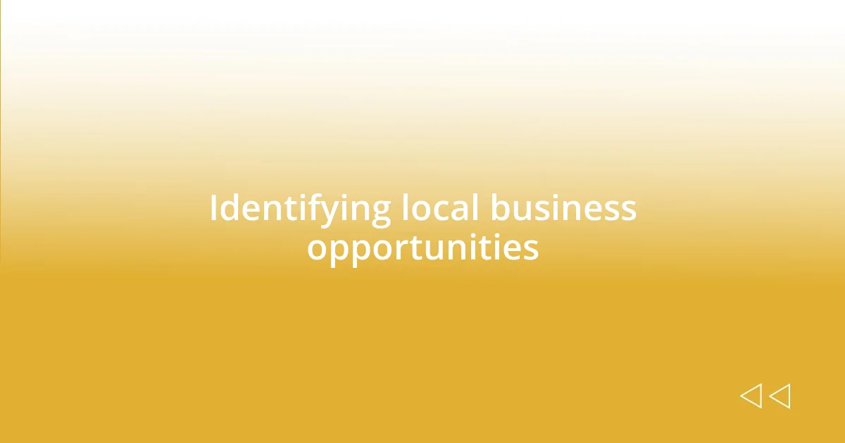 Identifying local business opportunities