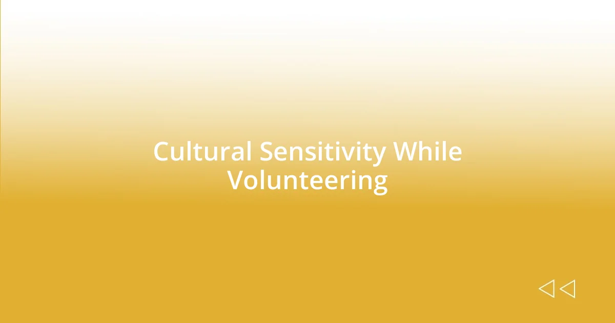 Cultural Sensitivity While Volunteering