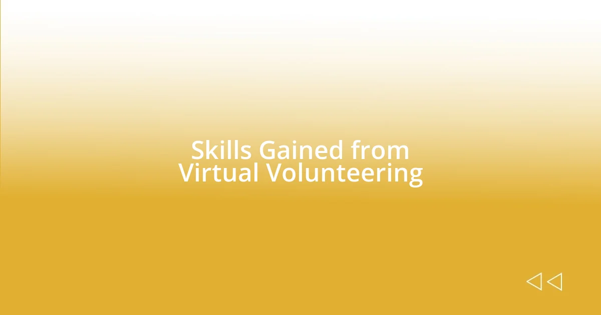 Skills Gained from Virtual Volunteering