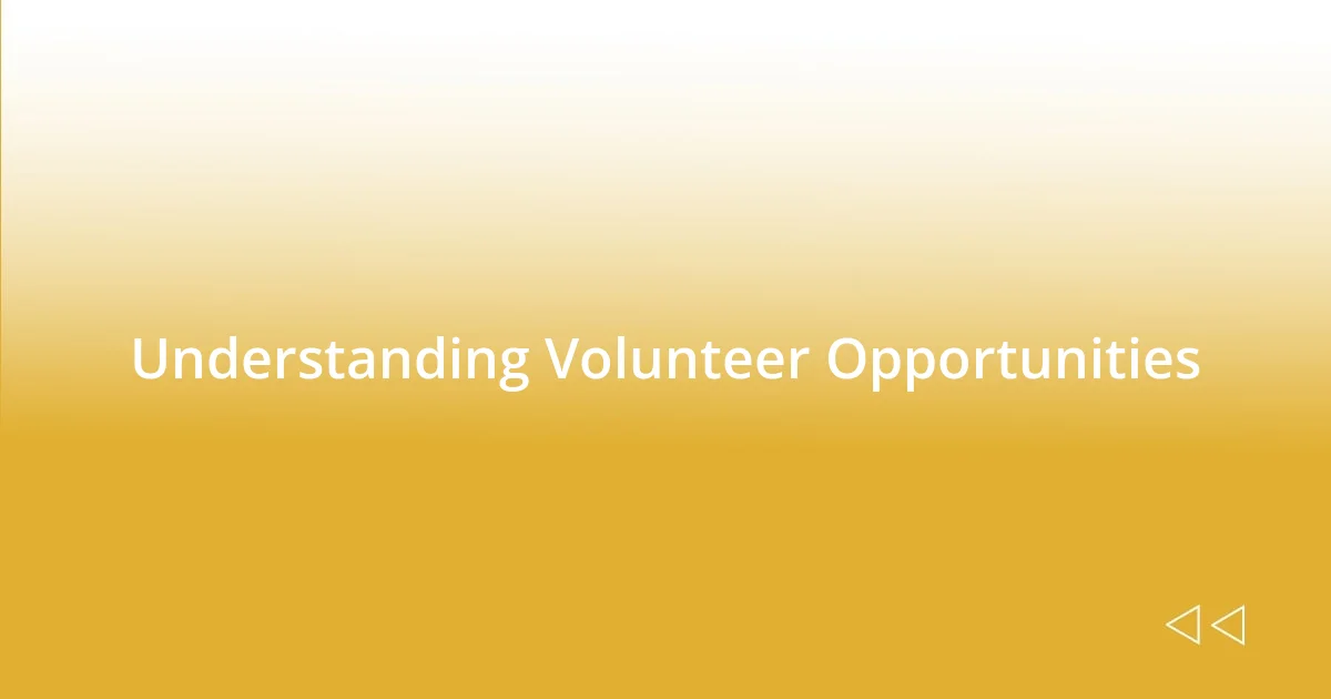 Understanding Volunteer Opportunities