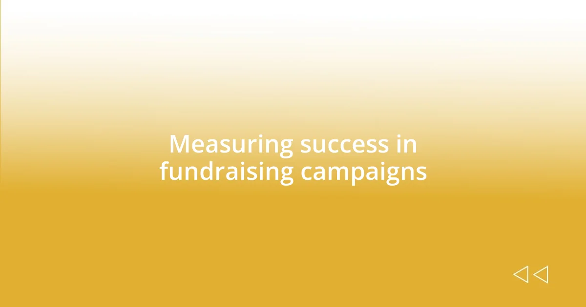 Measuring success in fundraising campaigns