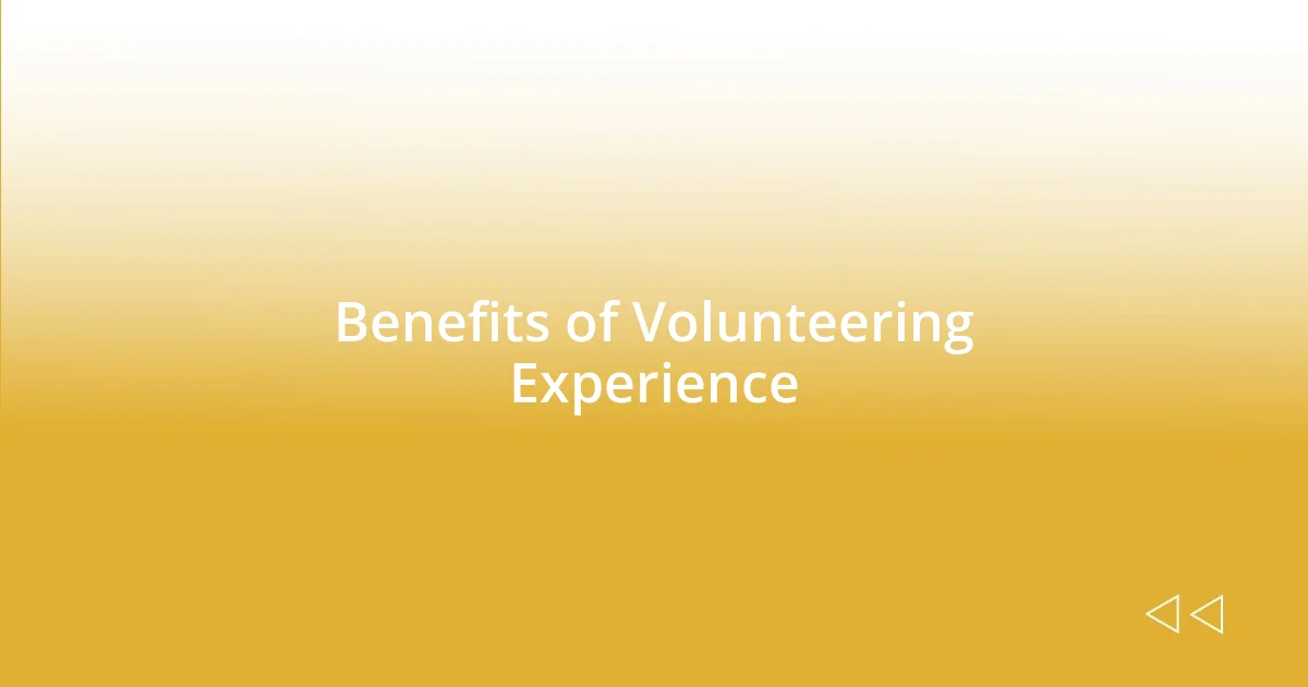 Benefits of Volunteering Experience